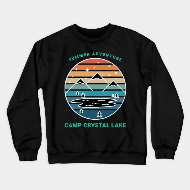 Camp Crystal Lake Retro Sunset Design Crewneck Sweatshirt by Up 4 Tee